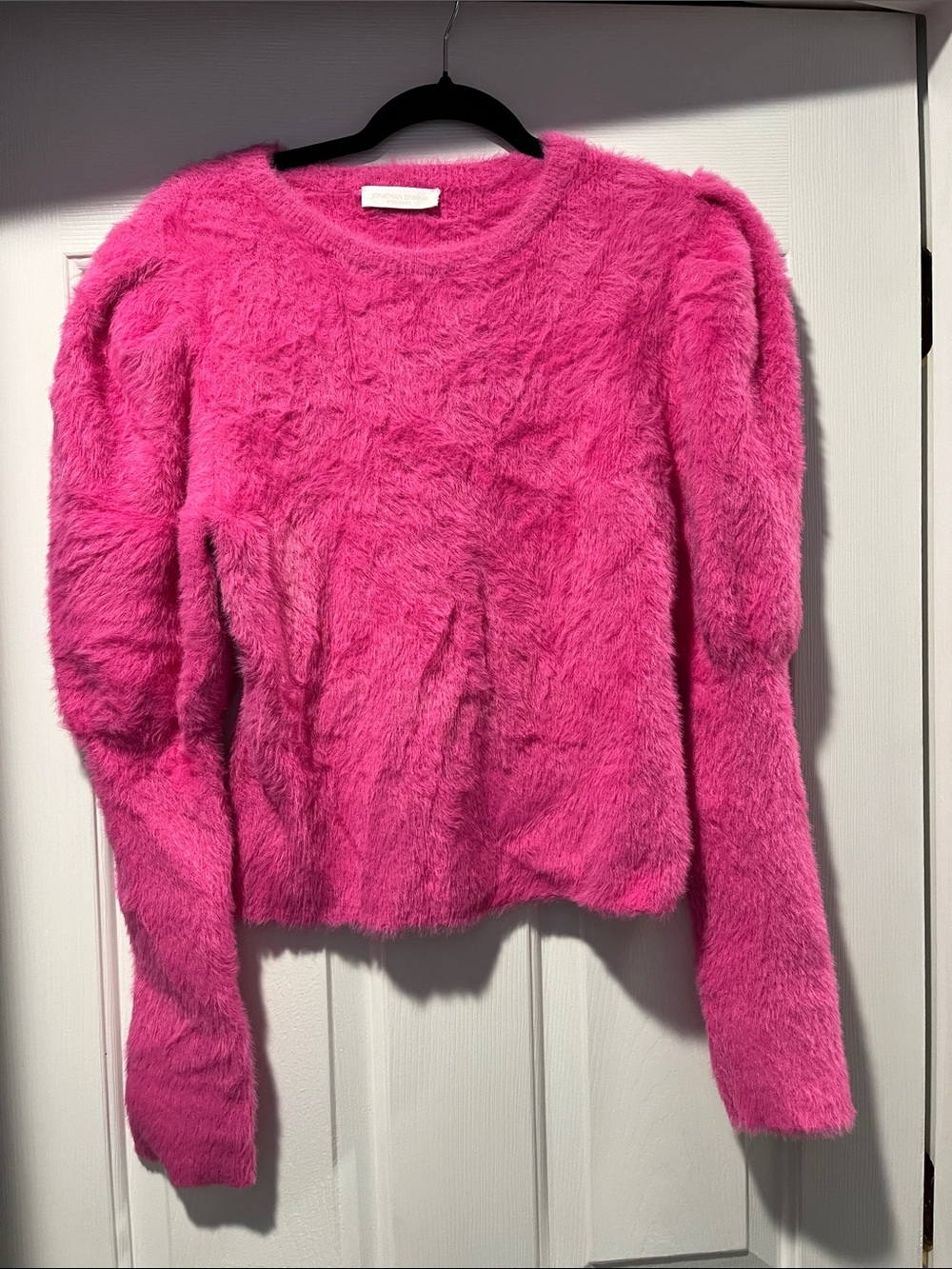 Jonathan Simkhai Fuzzy Crewneck Sweater in Vibrant Pink
